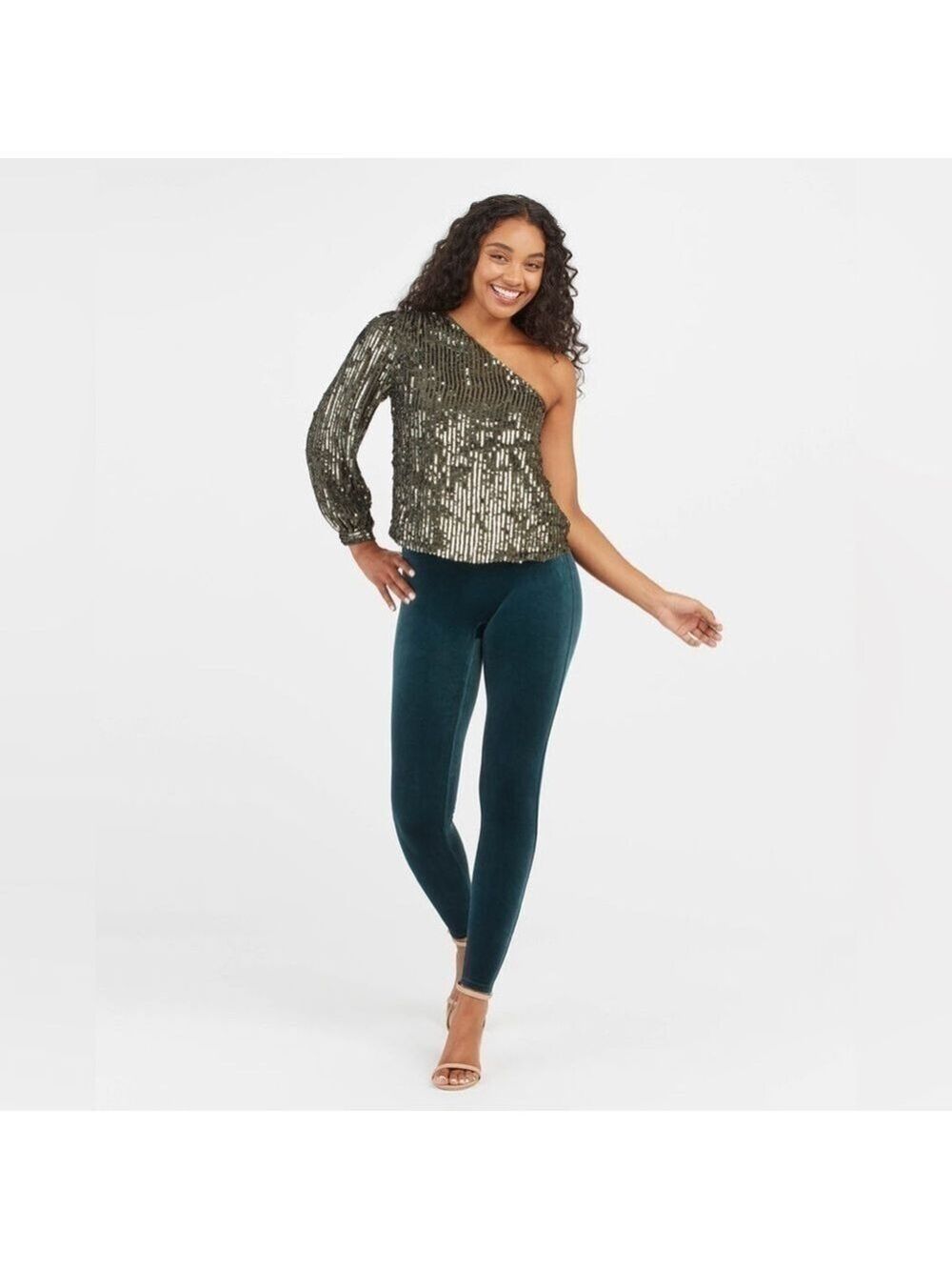 Spanx Women’s Velvet Leggings Malachite Emerald Green L